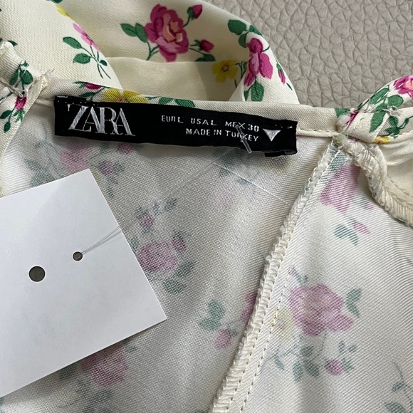 Zara Women’s Floral Print Open Back Strappy Mini Dress - Size L - Picture 10 of 11